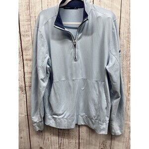 B Draddy Pullover Sweater Mens Large Blue Golf 1/4 Zip  Mock Long Sleeve Casual